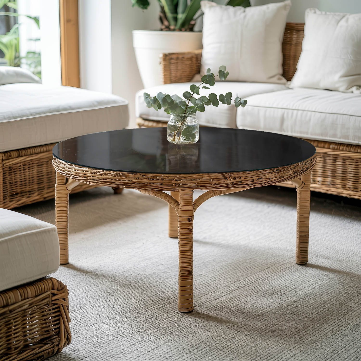 Tulup Tischplatte Glasplatte für Couchtisch Glatte schwarze Farbe Couchtisch Glasplatte