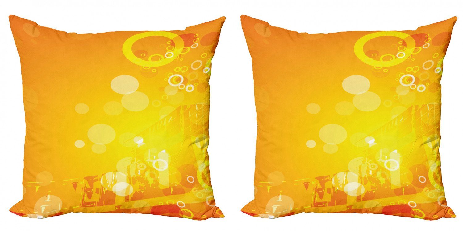 Abakuhaus Digitaldruck, Doppelseitiger Sunburst Kissenbezüge Orange Kreis-Punkte Accent Modern (2 Stück),