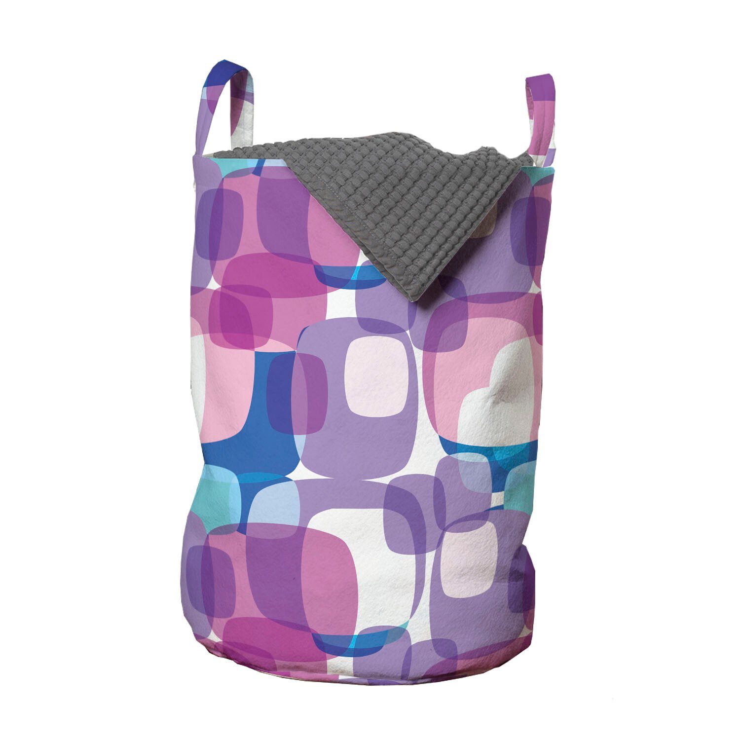 Abakuhaus Wäschesäckchen Wäschekorb mit Griffen Kordelzugverschluss für Waschsalons, Geometrisch Pastellfarbig Platz