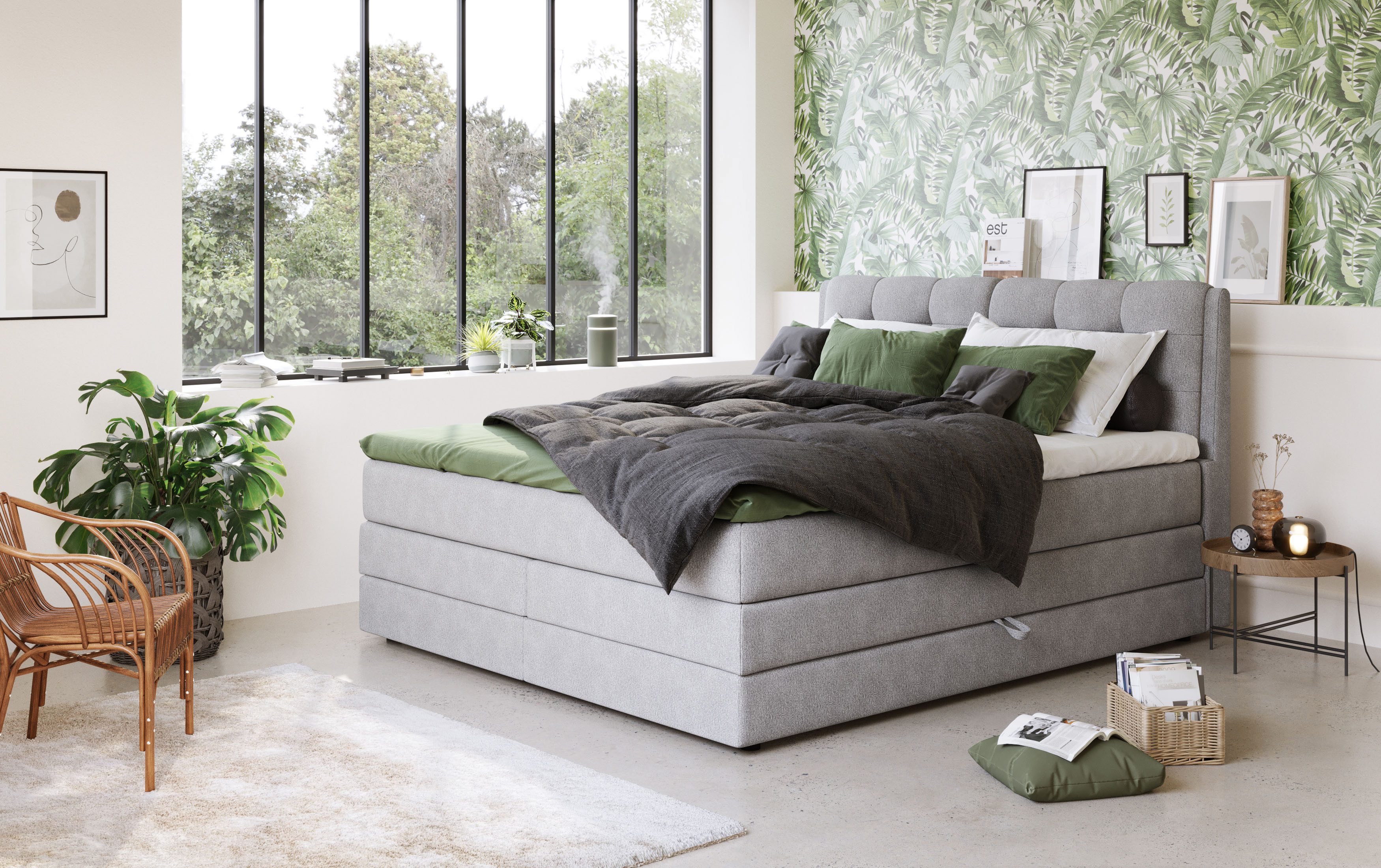 COTTA Boxspringbett Fort II, in verschiedenen Breiten erhältlich - auch als Familienbett!, inkl. Bettkasten und Topper