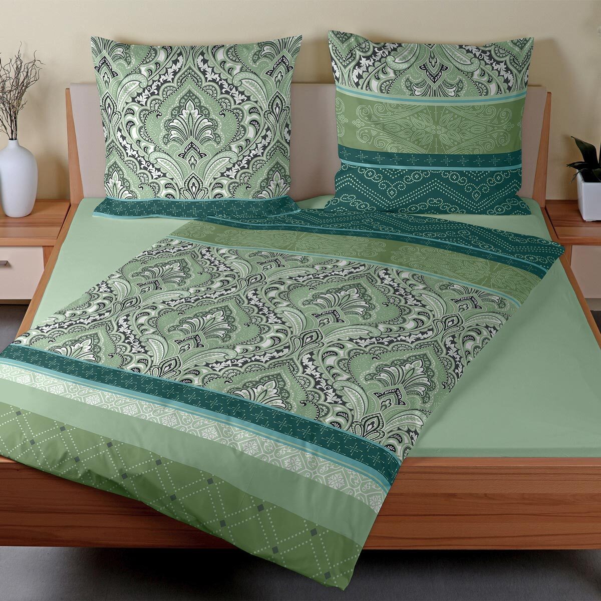 TRAUMSCHLAF Bettwäsche Verena salbei, Biber, 3 teilig, warme Biber Qualität günstig online kaufen