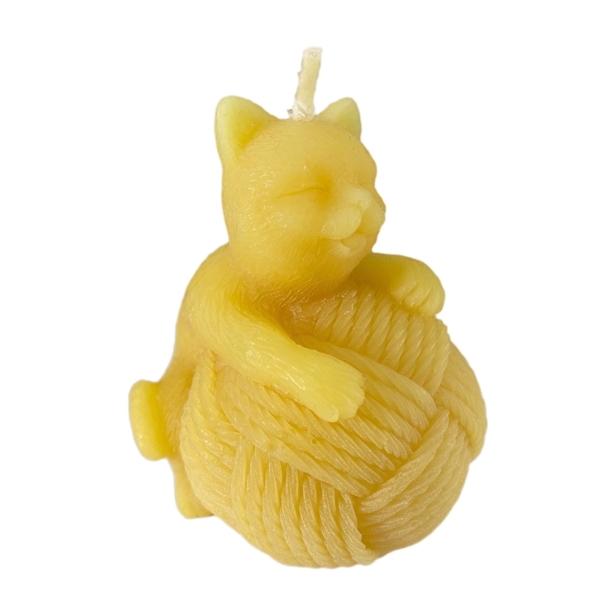 Aspinaworld Bienenwachskerze Katzen Kerze mit Wollknäuel 7 cm natur – aufgerichtet (1-tlg)