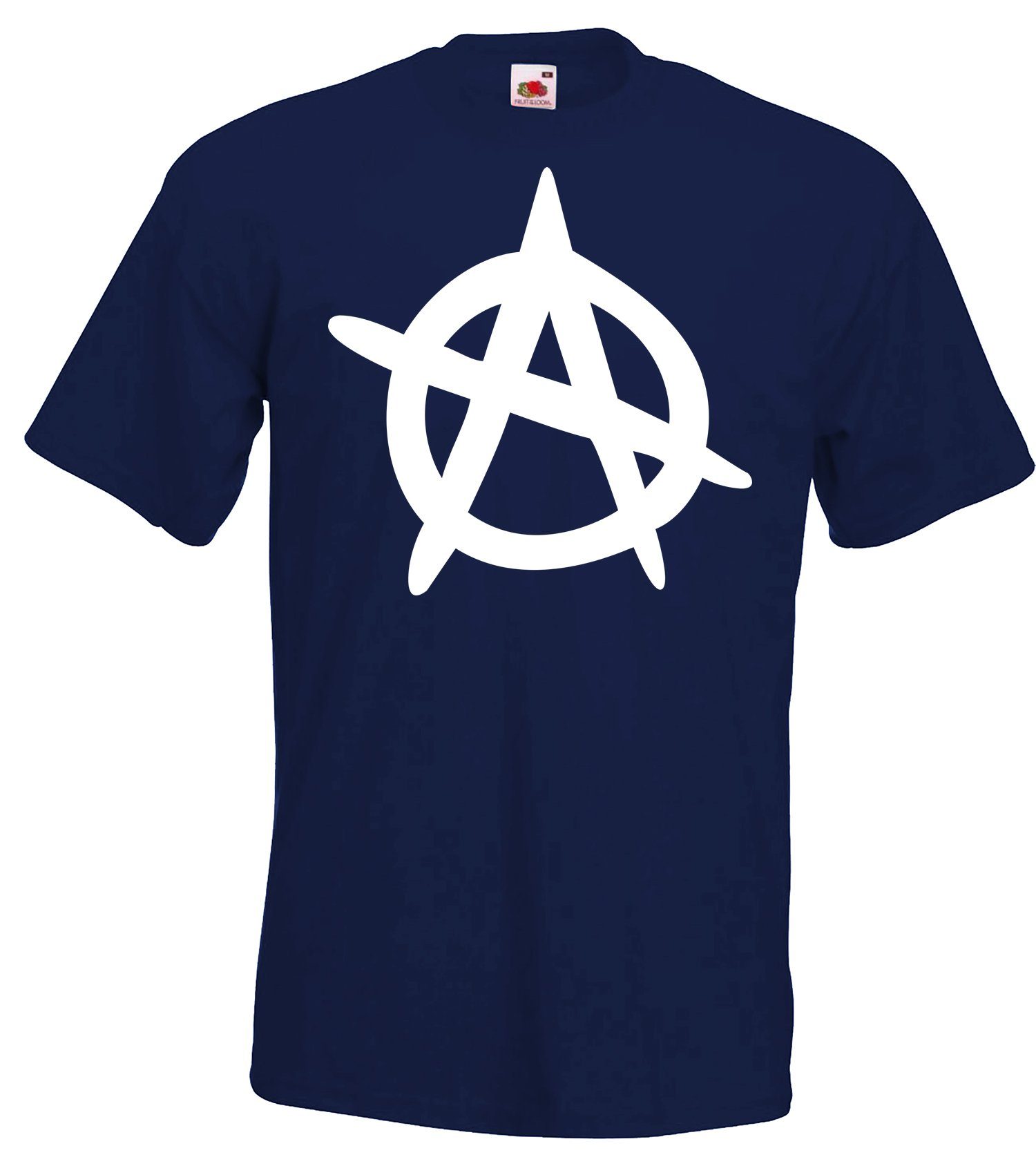 mit Designz Navyblau Herren Youth T-Shirt Frontprint Anarchy trendigem T-Shirt