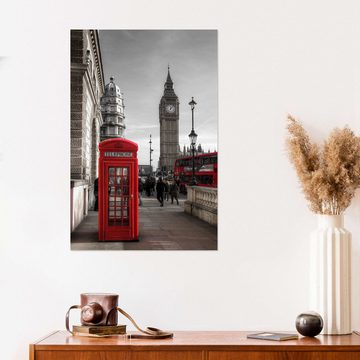 Posterlounge Wandfolie Filtergrafia, Londoner Telefonzelle und Big Ben, Fotografie