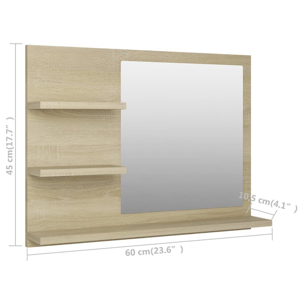 (1-St) Sonoma-Eiche Sonoma 60x10,5x45 Eiche cm Badspiegel Holzwerkstoff vidaXL Badezimmerspiegelschrank