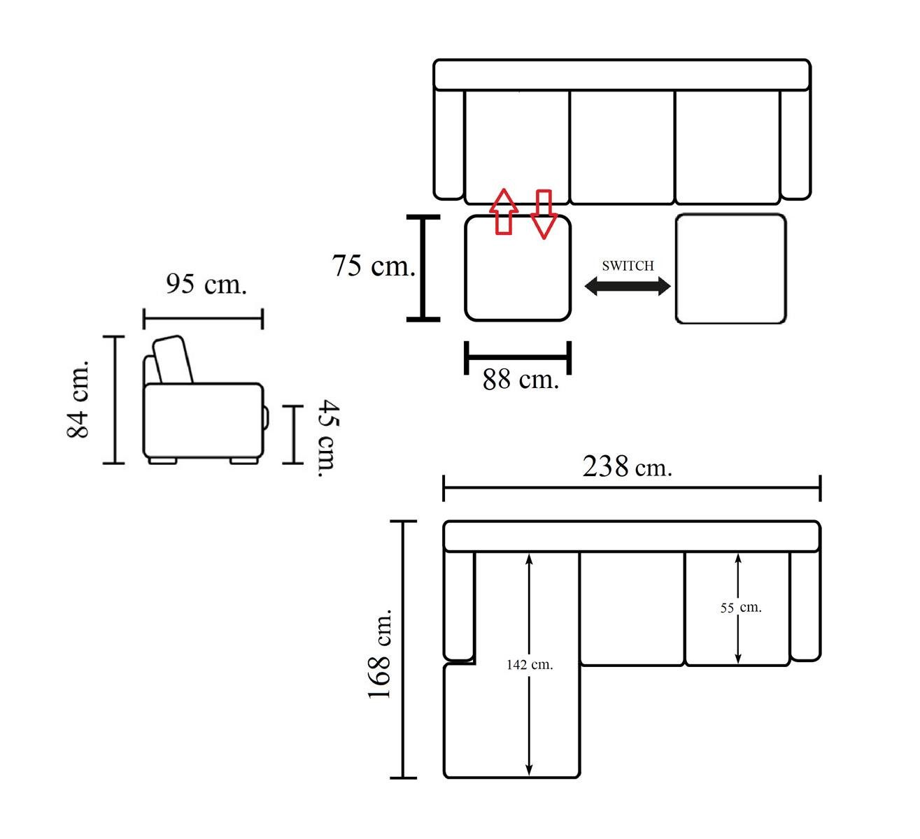 Salottini Ecksofa Designer Ecksofa Jessy Eckcouch Sofa, 2 Teile, Taschenfederkern