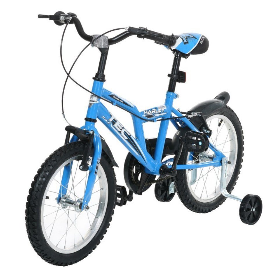 16 Zoll Fahrrad  Kinderfahrrad Jungen Kinder Stützräder Blau Weiß Schwarz 