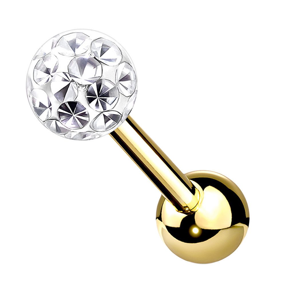 Taffstyle Piercing-Set Tragus Epoxy beschichtet Kristall Gold Clear 1,2mm x 6mm x 4mm (Ohr Tragus Helix Rook Lobe Daith Conch Orbital Snug Ohrring Piercing), Helix Ferido Kugel Piercing Innengewinde Ohrpiercing Cartilage Knorpel
