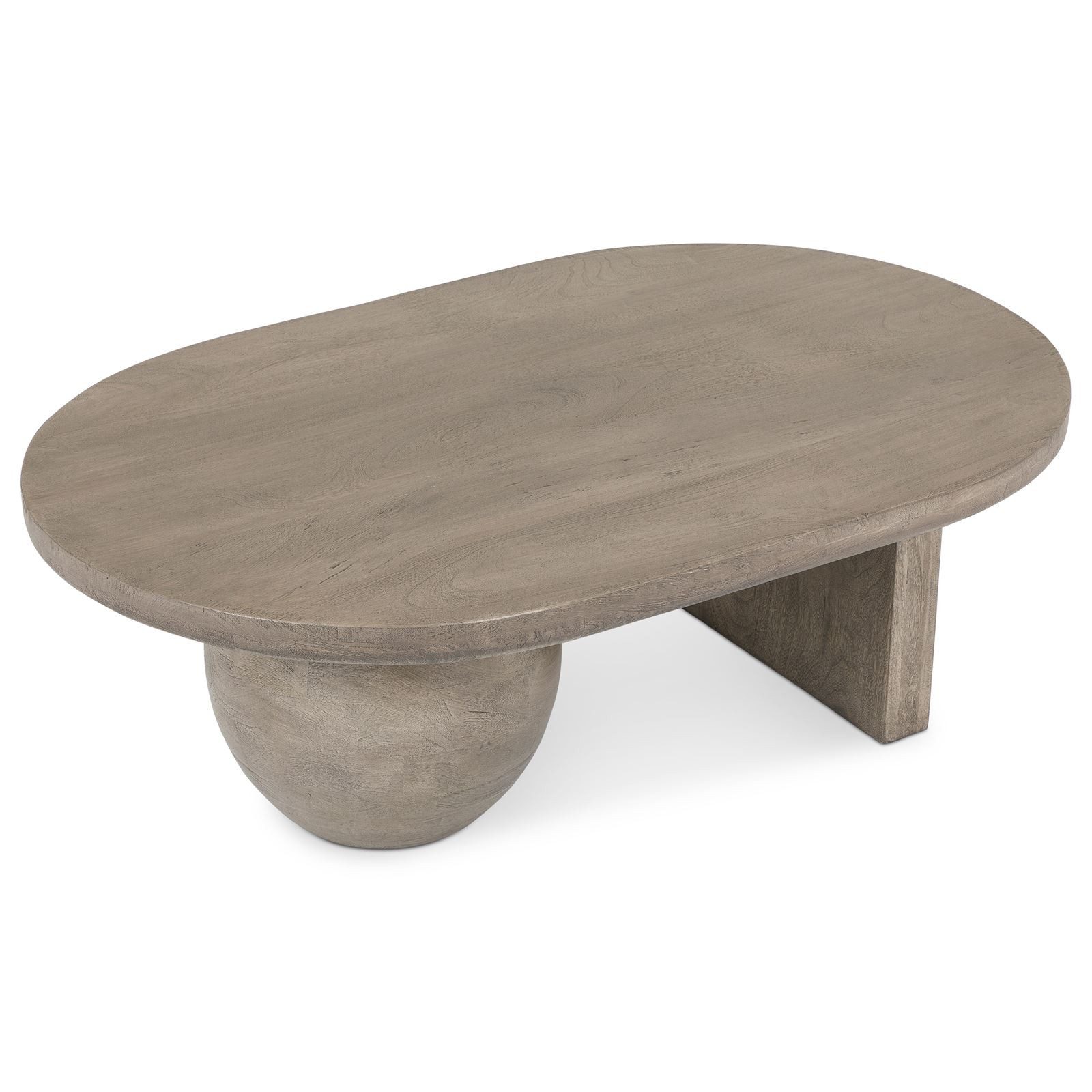 IDIMEX Couchtisch PERLA, Wohnzimmertisch aus massivem Mangoholz mit asymmetrischer Form Grau