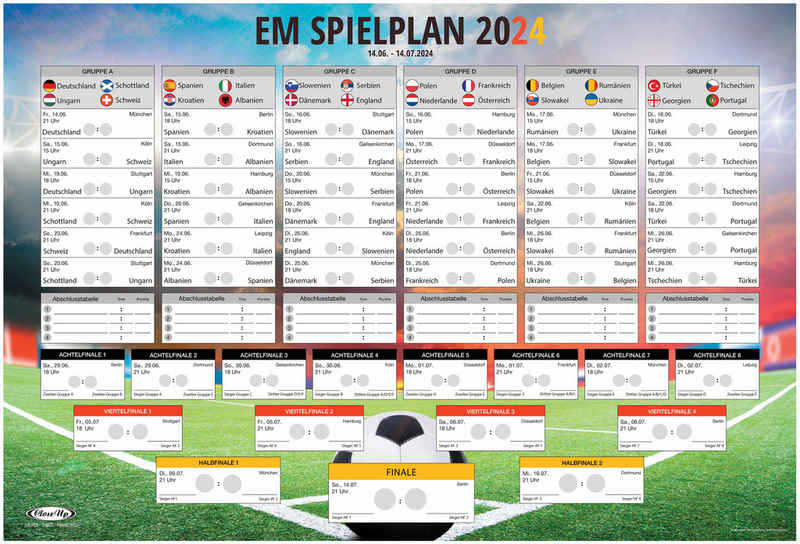 Close Up Poster EM Spielplan 2024 Fußball Europameisterschaft 101,5 x 68,5