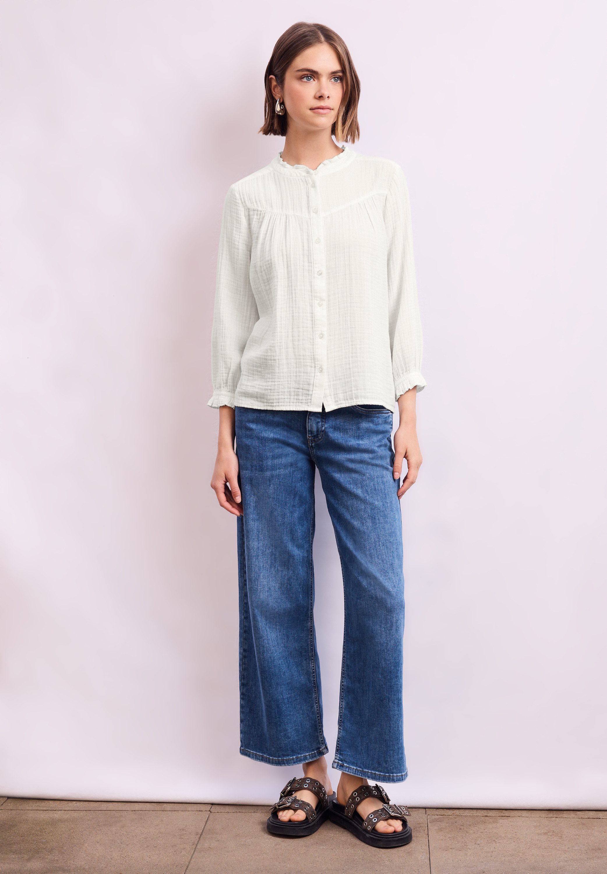 STREET ONE STUDIO Rüschenbluse mit 3/4 Ärmeln