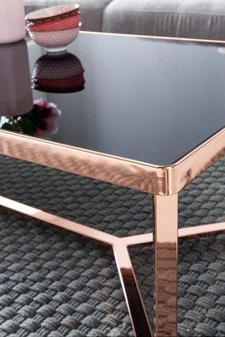 Wohnling Couchtisch WL5.245 (Glas 120x60x40 cm Metall Sofatisch Kupfer Modern), Großer Wohnzimmertisch, Kaffeetisch Rechteckig