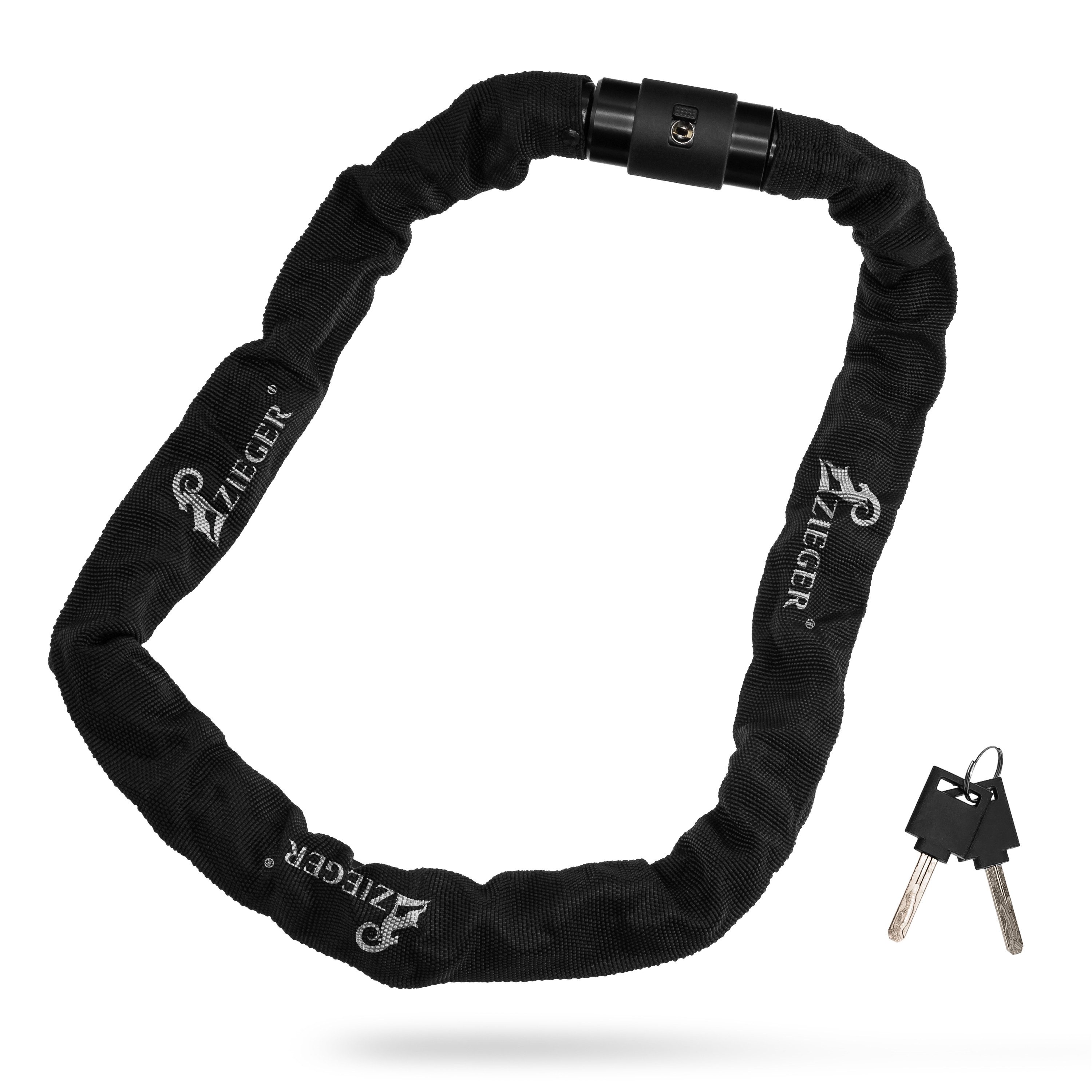 ZIEGER Kettenschloss ZIEGER Fahrrad Kettenschloss Chain 900 - Stahlkette 90 cm Textilmante