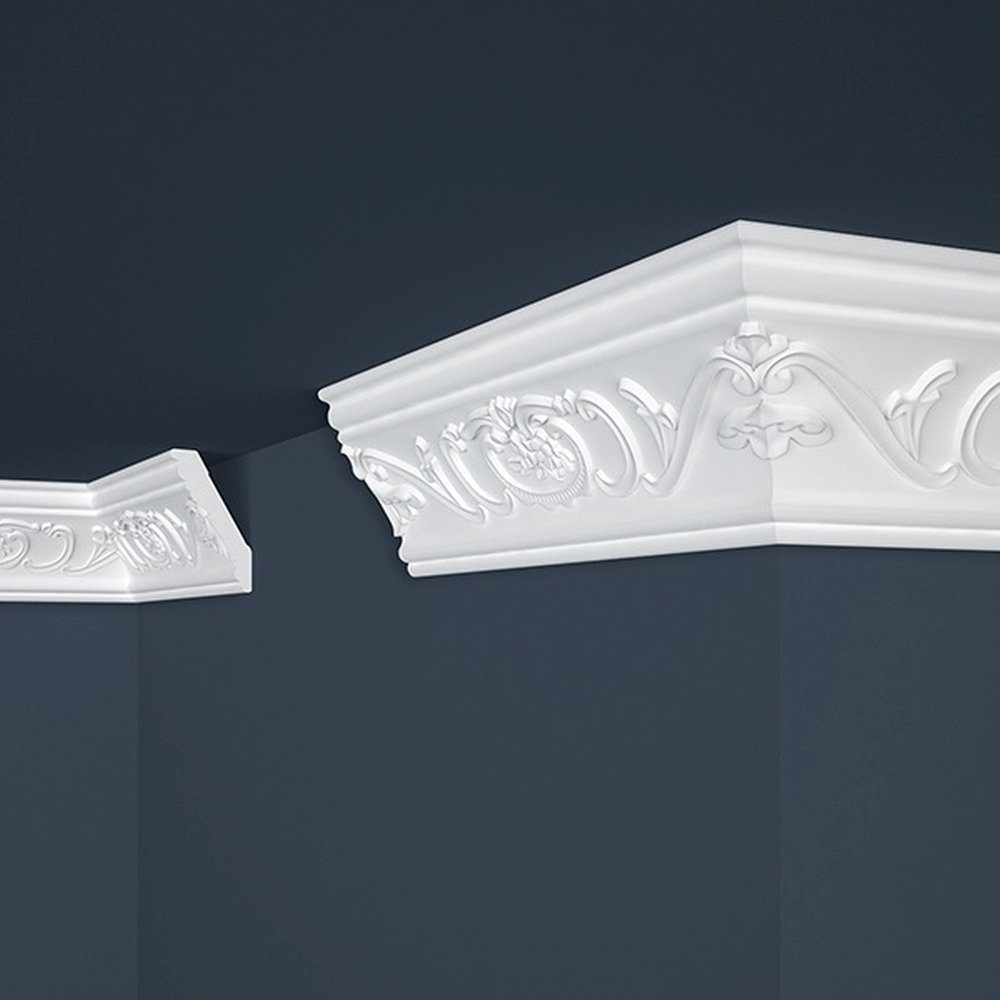 PROVISTON Stuckleiste Polystyrol, 53 x 88 x 2000 mm, Weiß, Deckenleiste, Kl günstig online kaufen