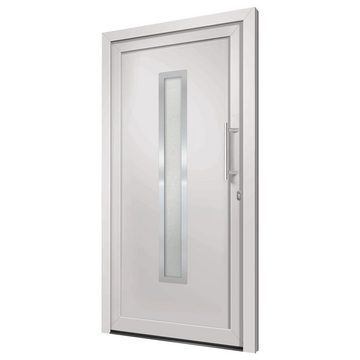vidaXL Haustür Haustür Weiß 98x208 cm Eingangstür Außentür Glas-Element Rechtshändig