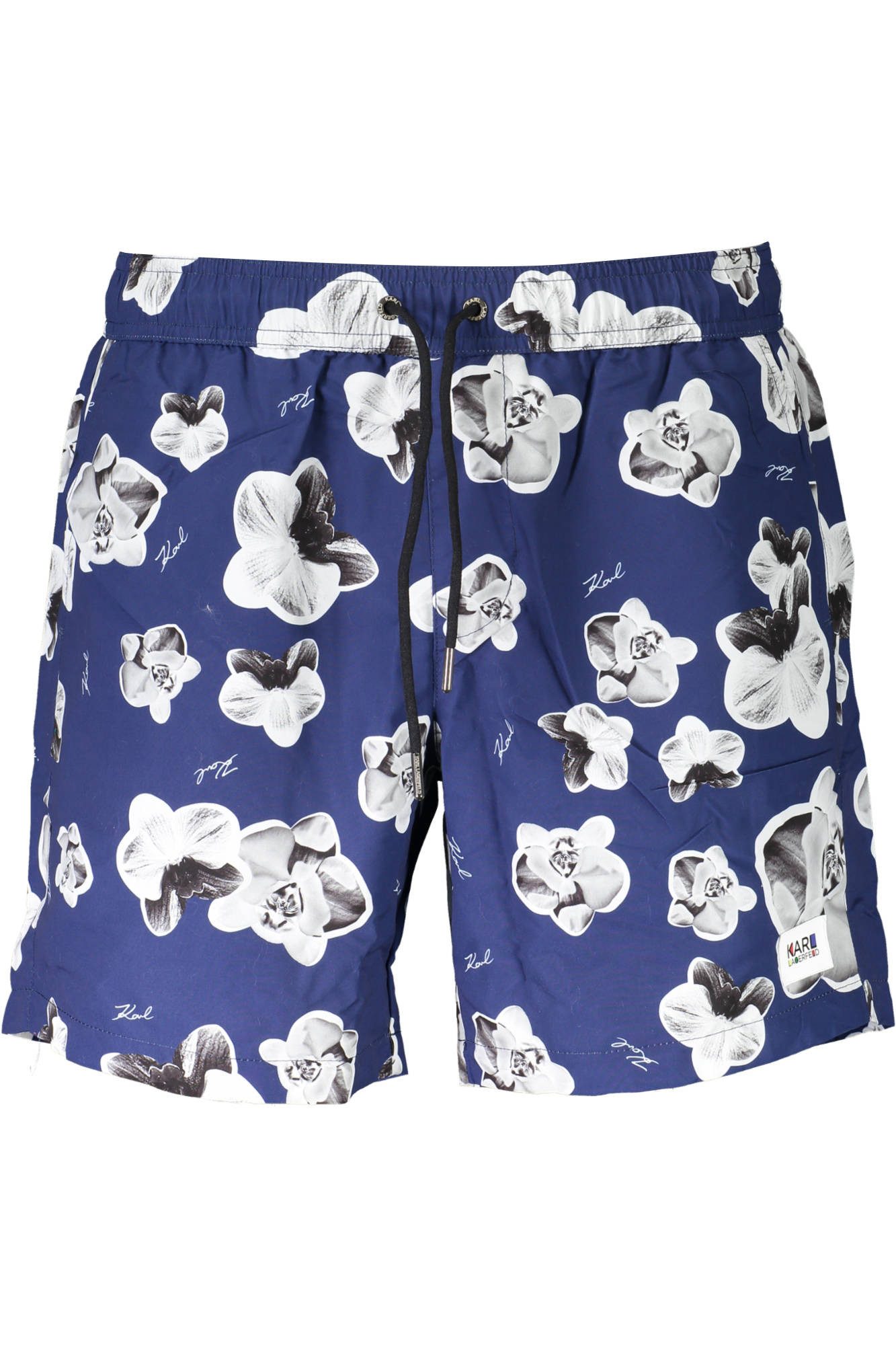 KARL LAGERFELD Badeshorts Stylische blaue Bade-Boxershorts für Herren mit Netzslip & Kordelzug