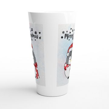 Alltagszauber Latte-Macchiato-Tasse - Jumbo-Becher PINGUIN, Keramik, extra groß, für 500ml Inhalt