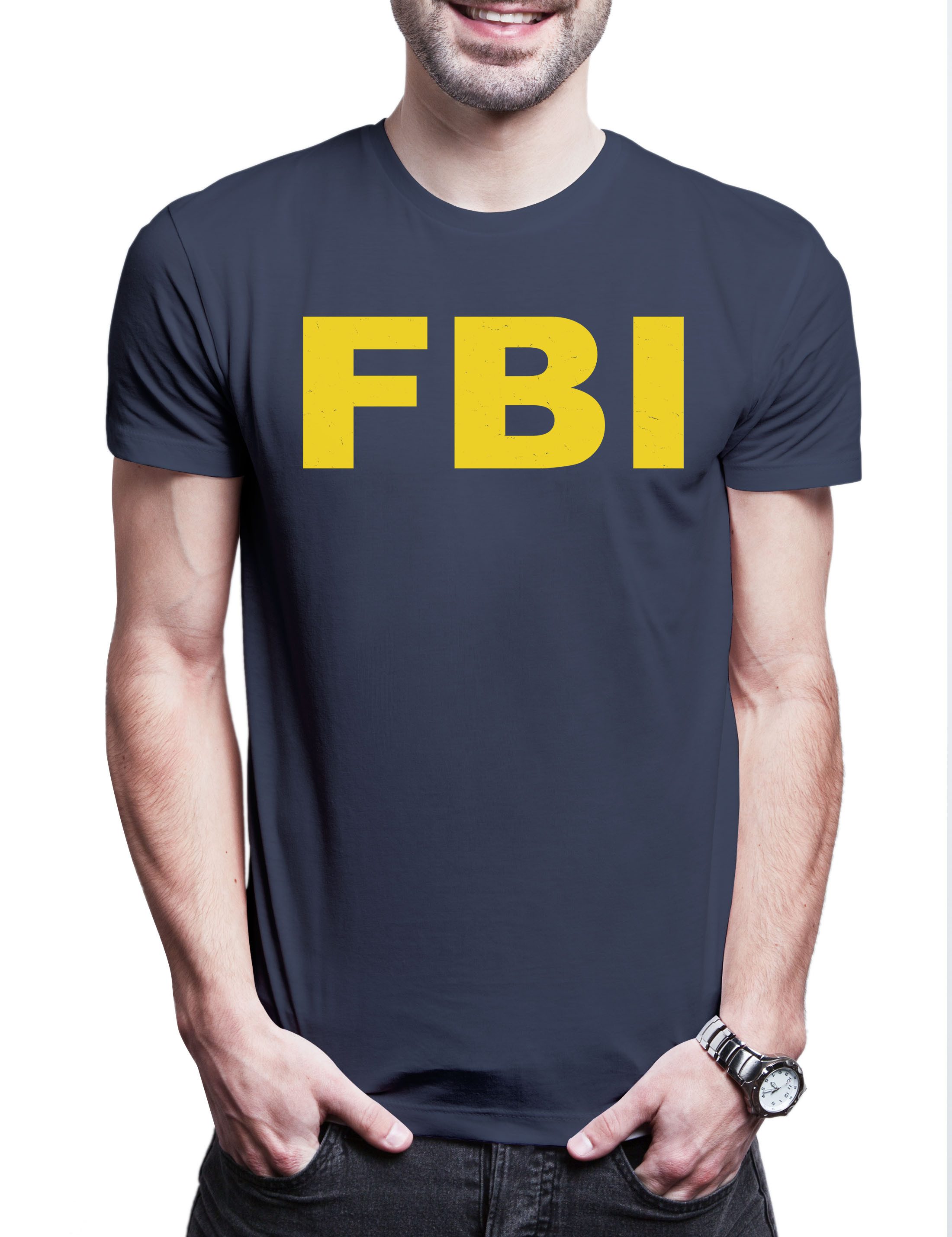 Print-Shirt FBI Kostüm Herren T-Shirt Fasching Logo Karneval Verkleidung Fastnacht