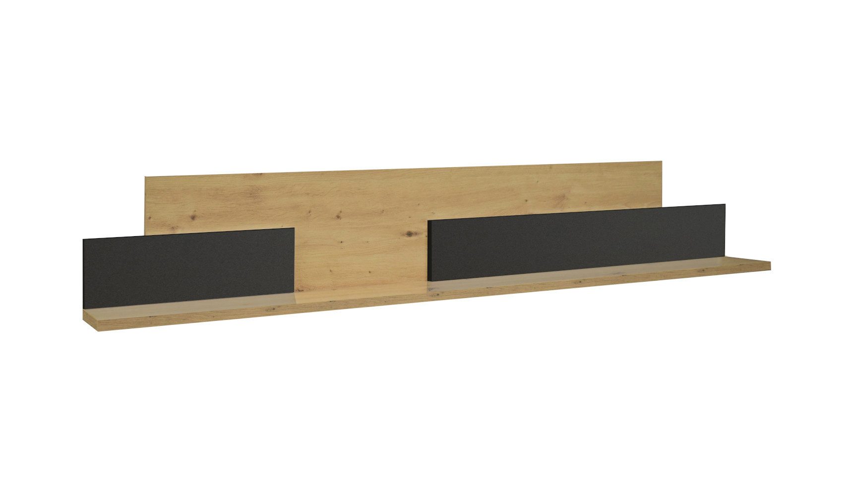 möbel-direkt.de Wohnzimmer-Set Wandboard Faro Anthrazit und Asteiche