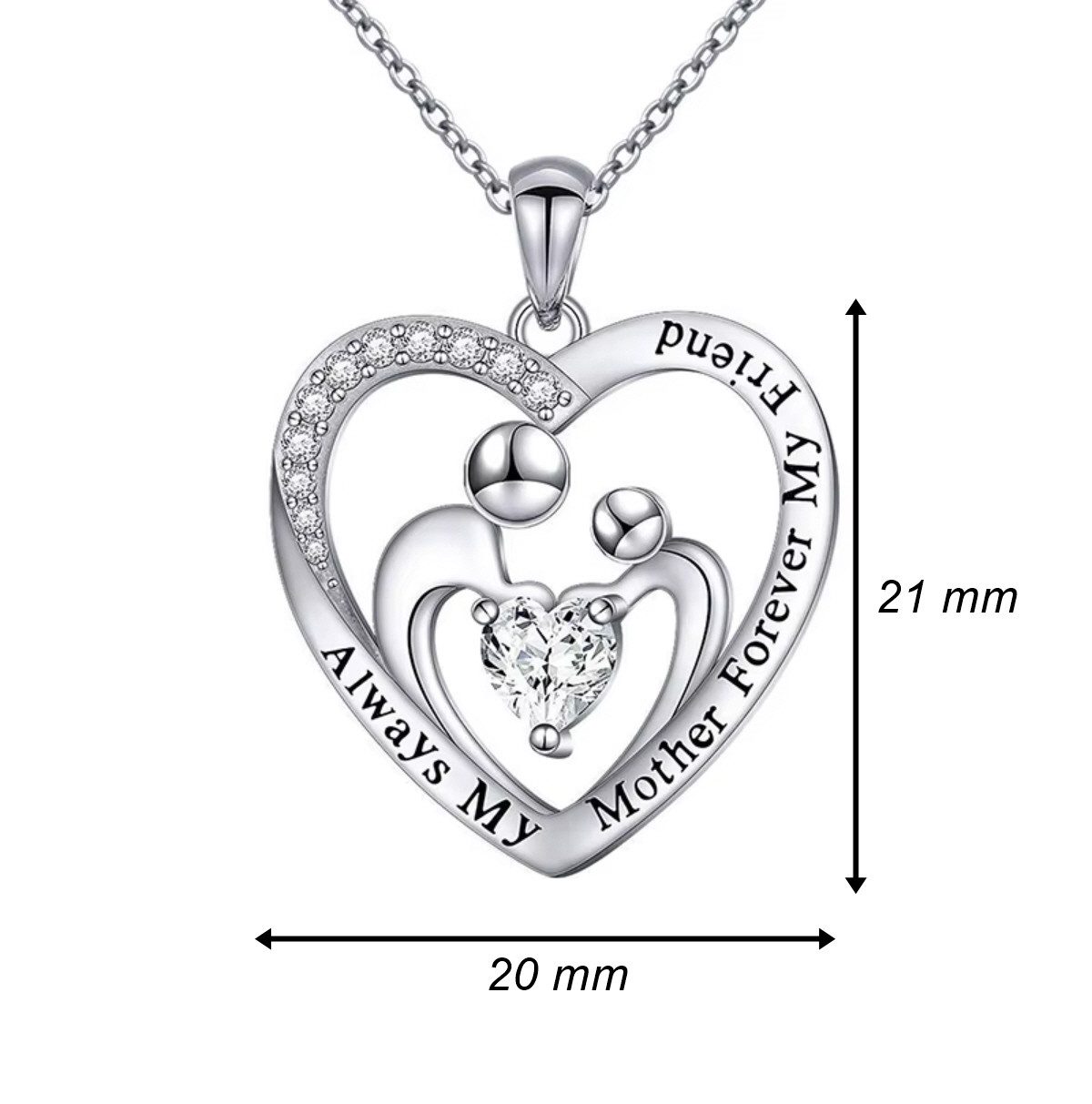 ELLAWIL Silberkette Herzkette Zirkonia Glitzerstein Mutter / Tochter / best günstig online kaufen