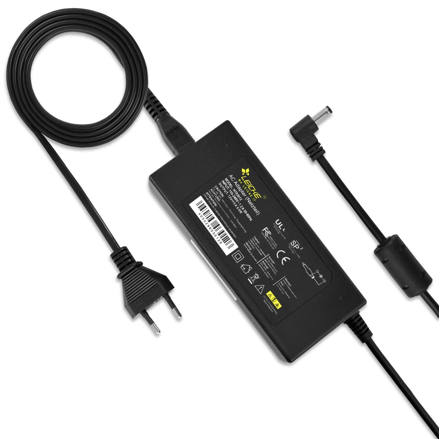 Leicke LEICKE ULL Netzteil 60W, 12V, 5A Netzteil (besonders leicht, Kurzschluss-, Überspannungs- und Überhitzungsschutz)