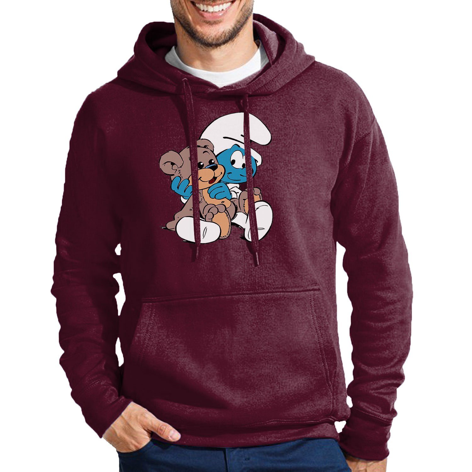 Blondie & Brownie Hoodie Schlumpf Mit Teddy Baby Kapuze DieSchlümpfe Herren Burgund BabySchlumpf