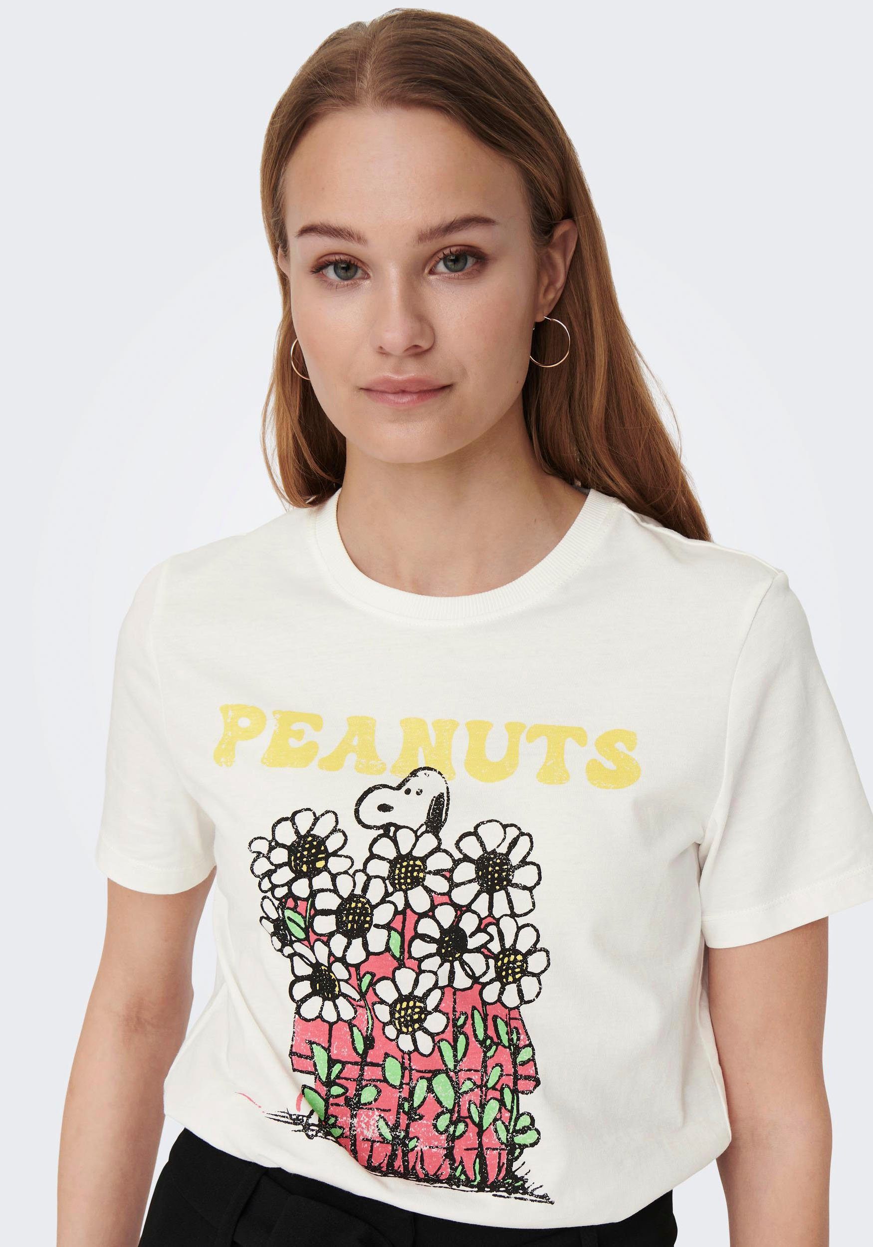 ONLY Kurzarmshirt ONLPEANUTS REG S/S unterschiedliche Dancer FLOWER Cloud BOX JRS TOP Snoopy Print:Sunflowers Prints