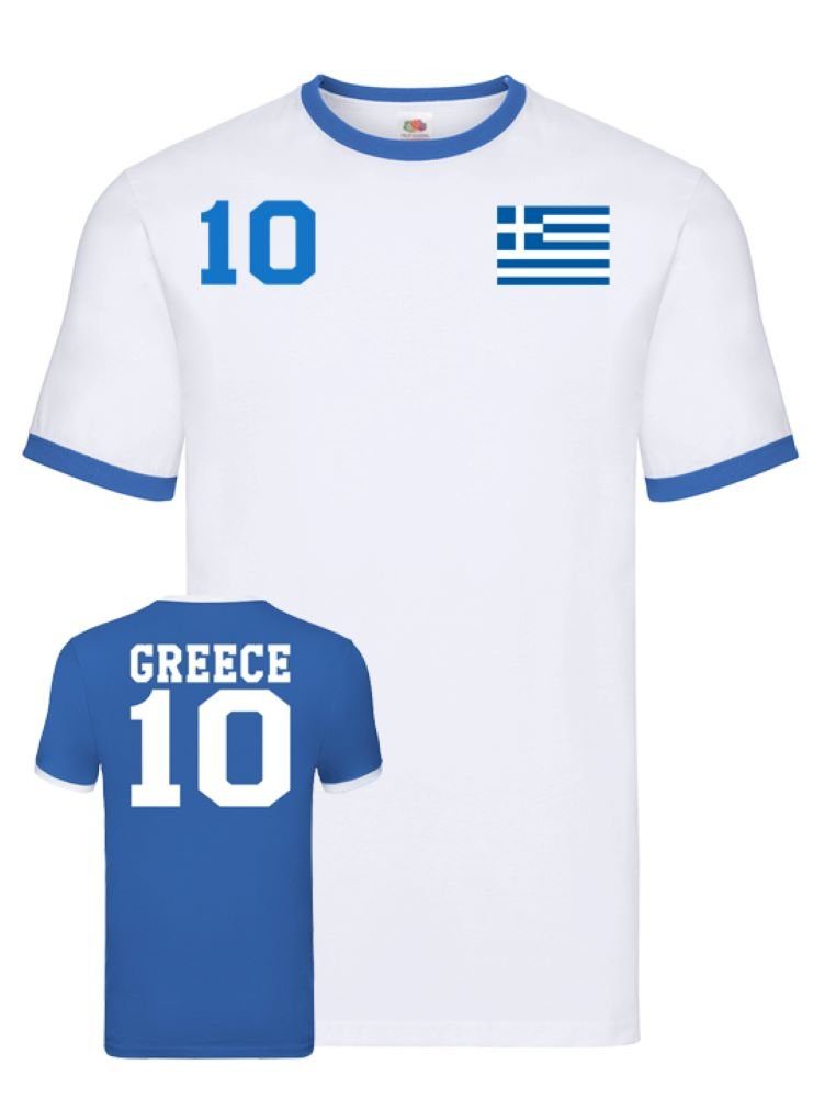 Fußball Griechenland Brownie Blau/Weiss Sport Handball T-Shirt Blondie Trikot Meister & Herren EM