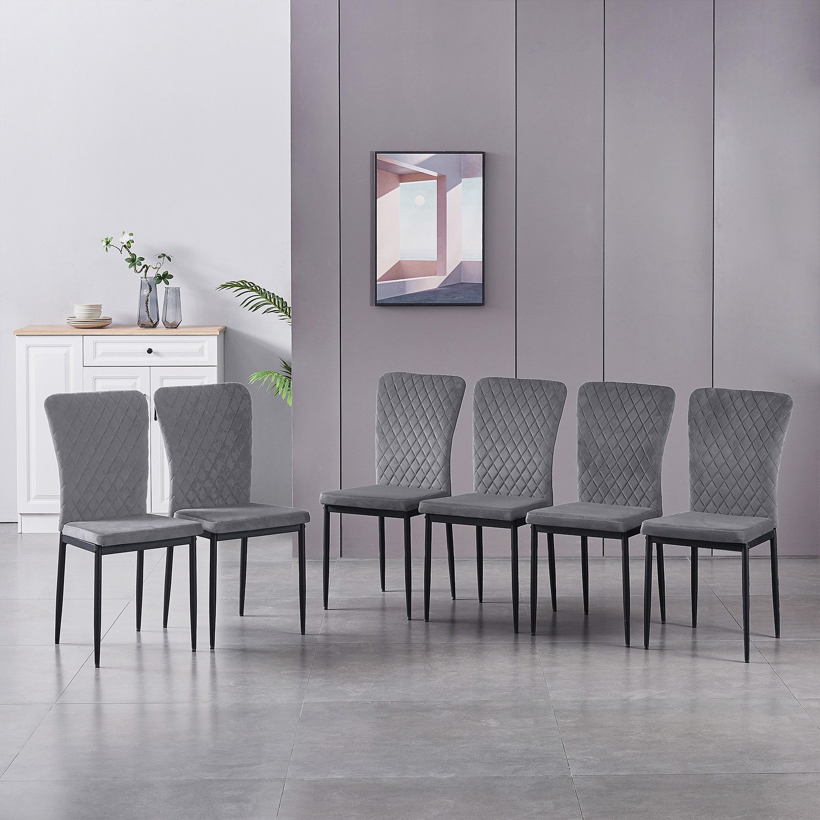 JYMTOM Esszimmerstuhl Samt/Kunstleder, hoher Lehne, Metallgestell, günstig online kaufen