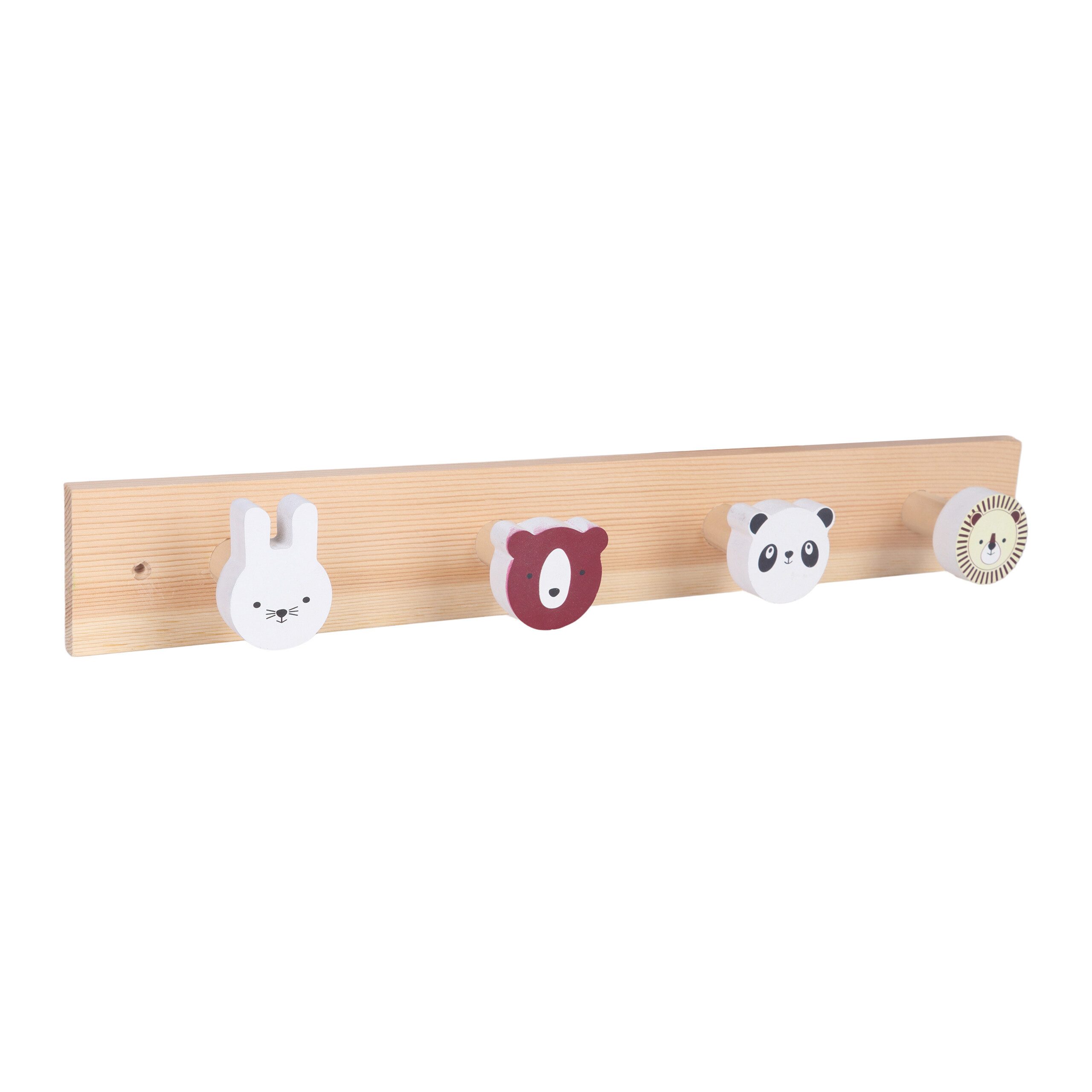 relaxdays Hakenleiste Kindergarderobe 4 Haken Tiere