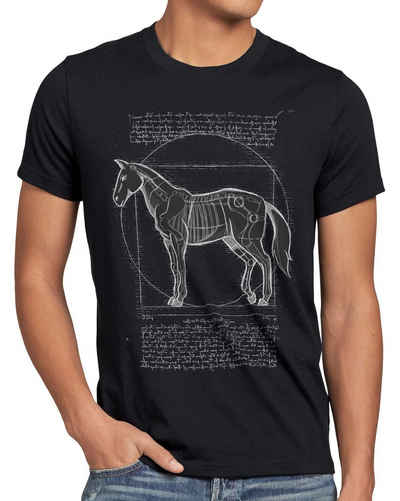 style3 Print-Shirt Herren T-Shirt Vitruvianisches Pferd stute hengst pony reiten
