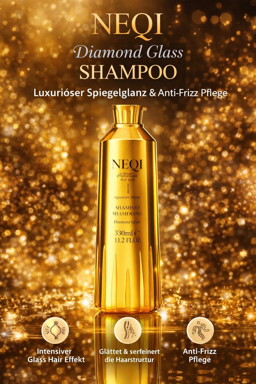 NEQI Haarpflege-Set Diamond Glass Trio, 3-tlg., Komplettpflege für ultimativen Spiegelglanz & Anti-Frizz