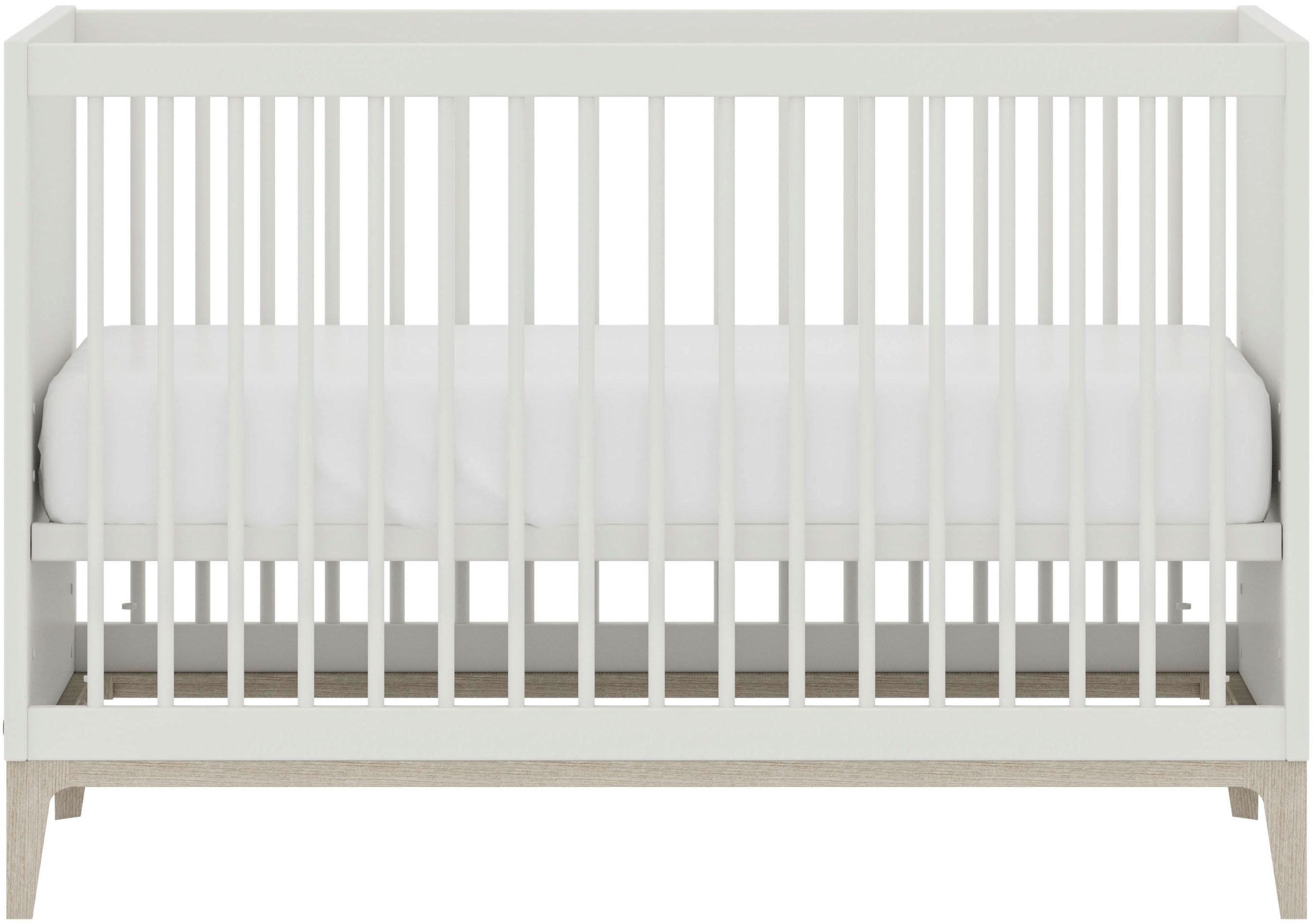 PAIDI Babybett CUTIE LEA in Weiß, verschiedene Größen, Kinderbett, Off-White, Massivholz-Sprossen, 4-fach höhenverstellbares Gitterbett