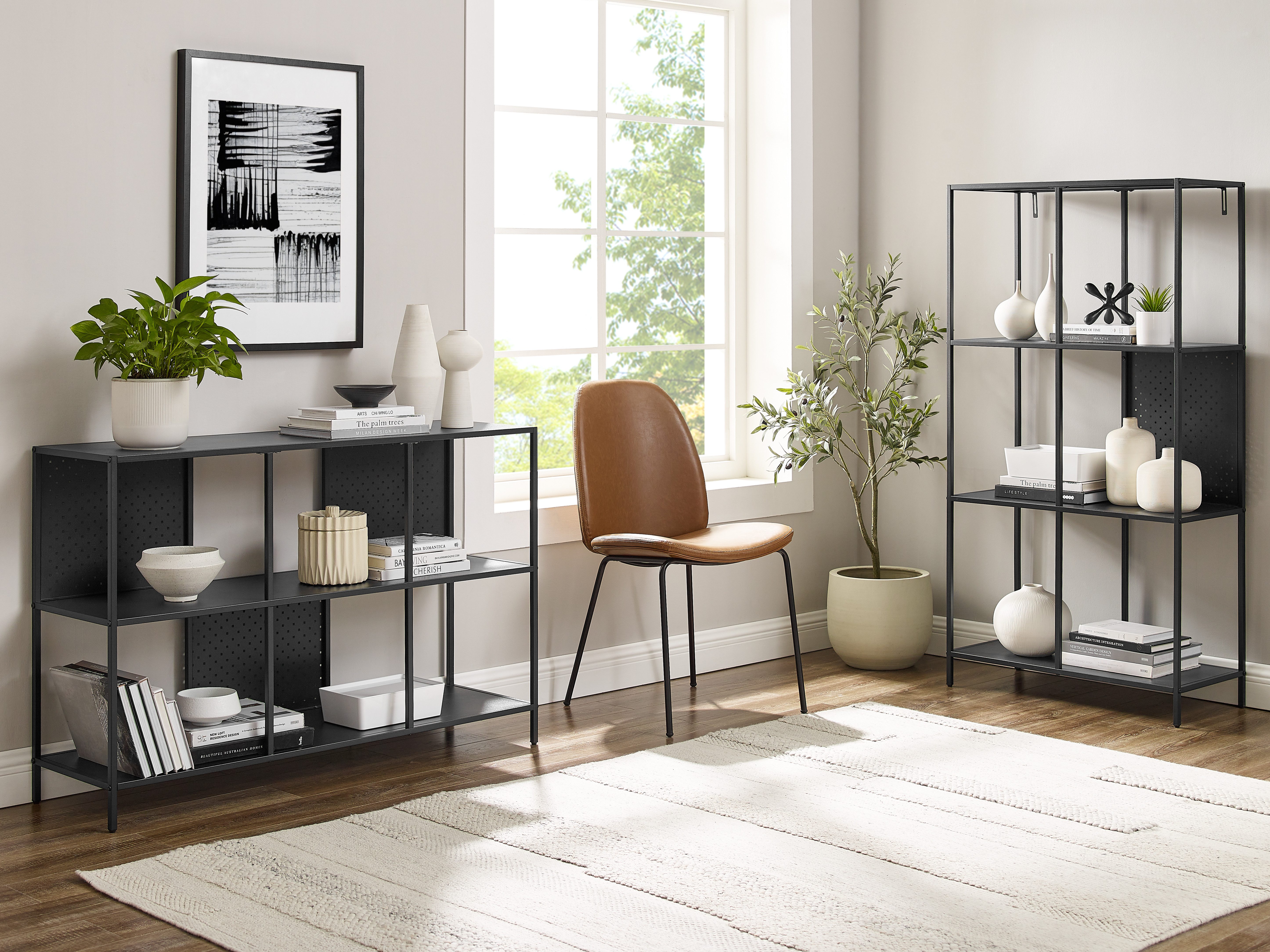loft24 Bücherregal Holly, Standregal aus Metall mit 6 Fächern, Regal, schwarz, Höhe 144 cm