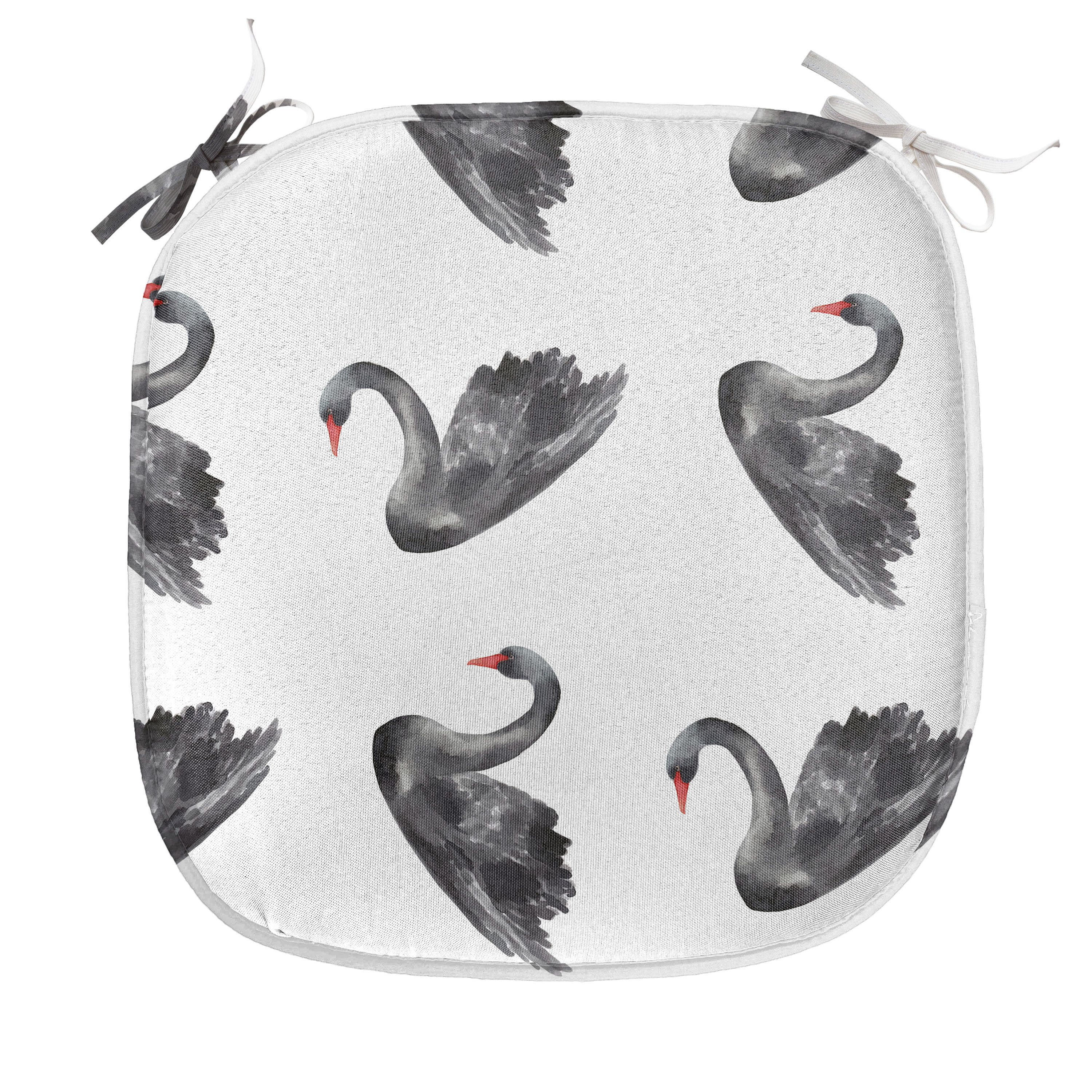 mit Riemen Abakuhaus Dekoratives Kissen für Stuhlkissen Aquarelle Birds wasserfestes Black Küchensitze, Schwan