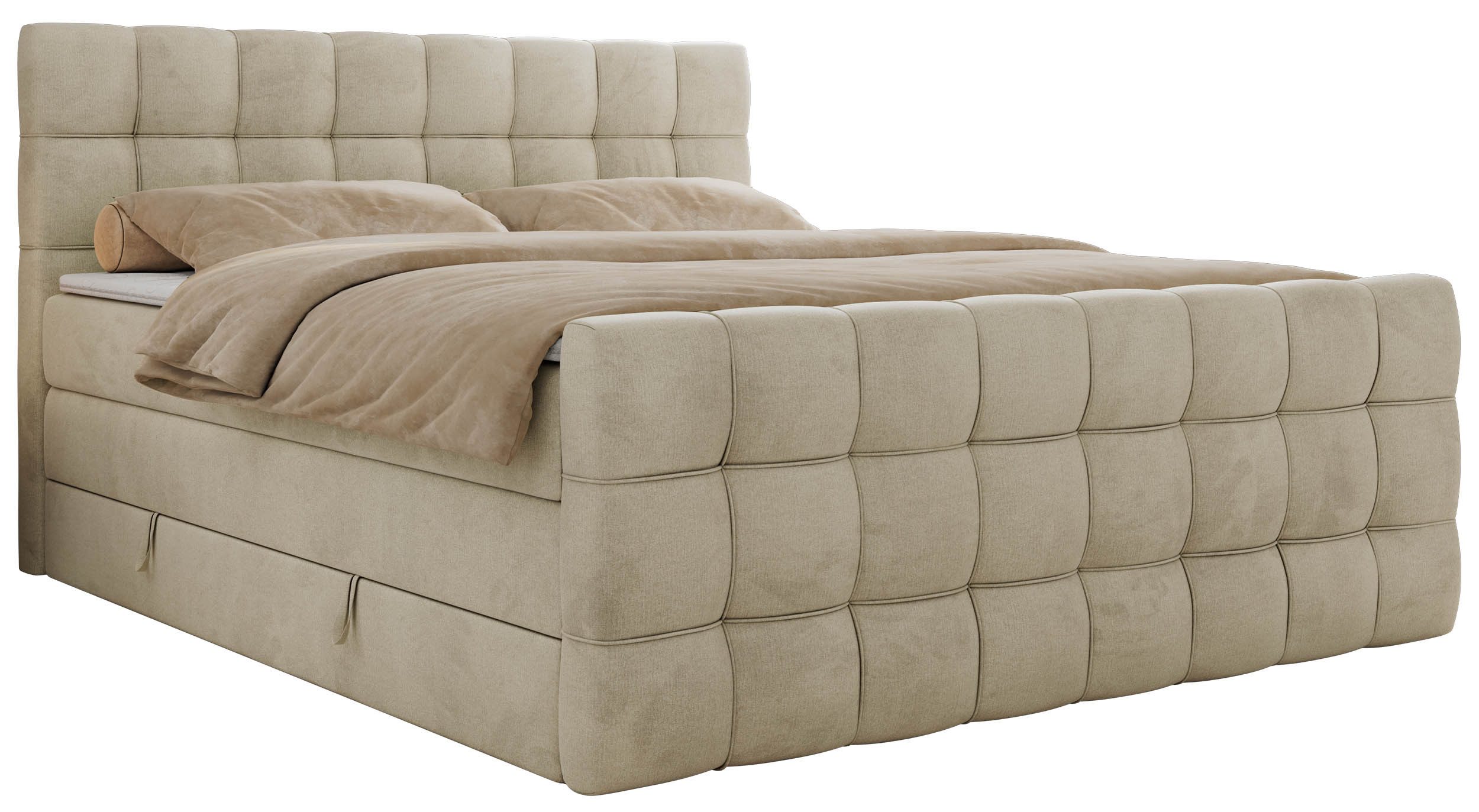 MKS MÖBEL Boxspringbett ALTIVO KING DUO (Packung, Set, Bettkästen, Topper T25/Visco, T30-Schaum, 120-200x200 cm), Doppelbett, Multipocket-Matratzen, Boxspringbett, Fußteil