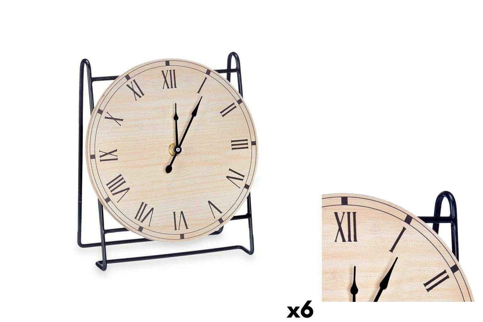 Gift Decor Uhr Tischuhr Schwarz Metall Holz MDF 19 x 21 x 9 cm 6 Stück