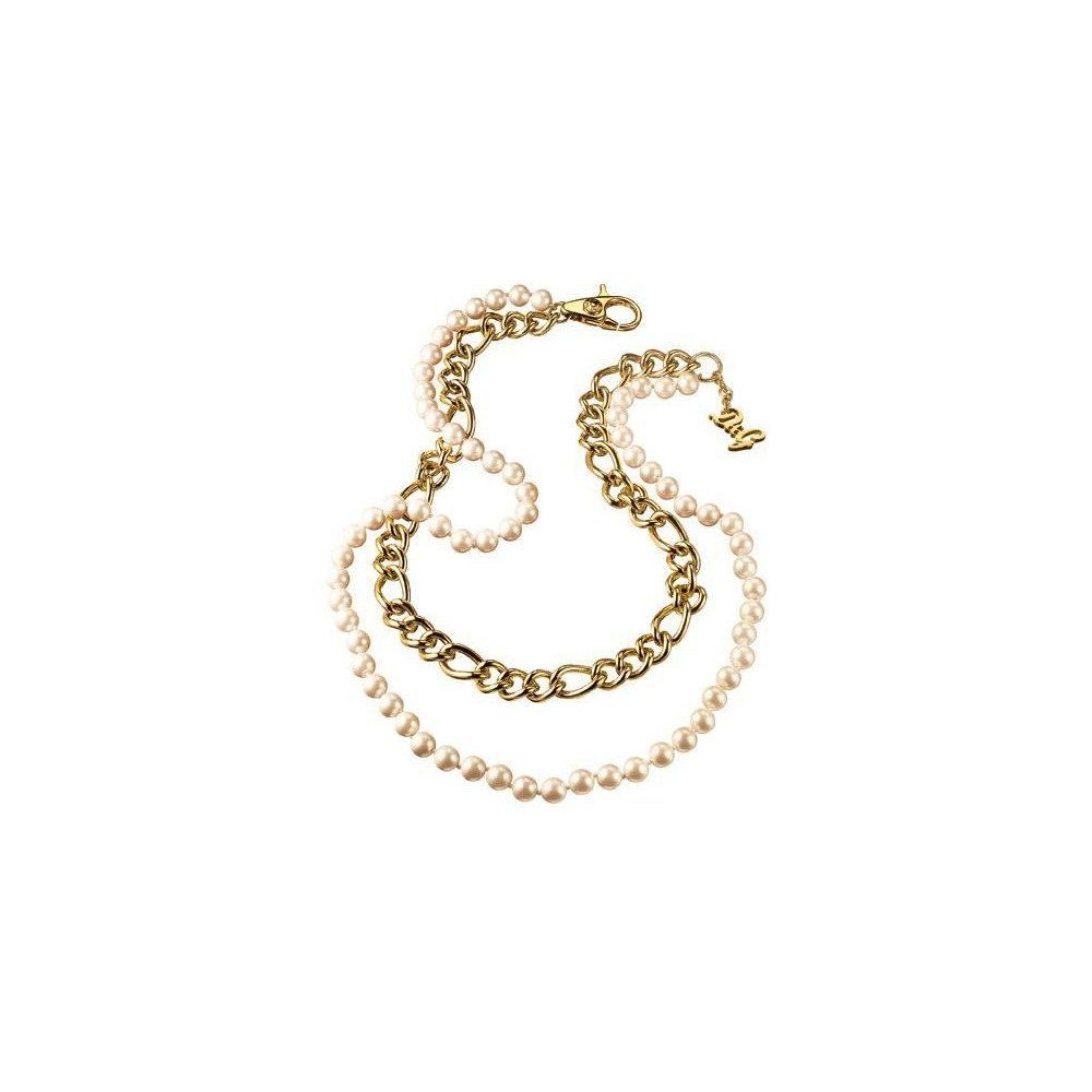 D&G Collier Fancy, aus Edelstahl, mit Perlen, Karabinerverschluss, 55cm lang
