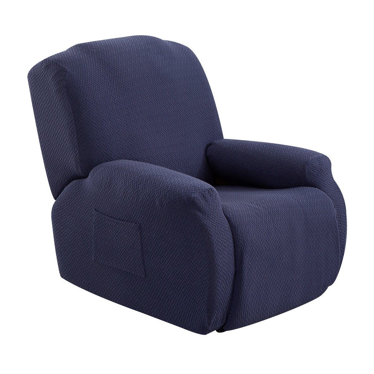 Rosnek, für Sesselhusse Sessel, Strukturoptik mit Komplett Stretchhusse, Blau Relaxsessel Sesselbezug Liege