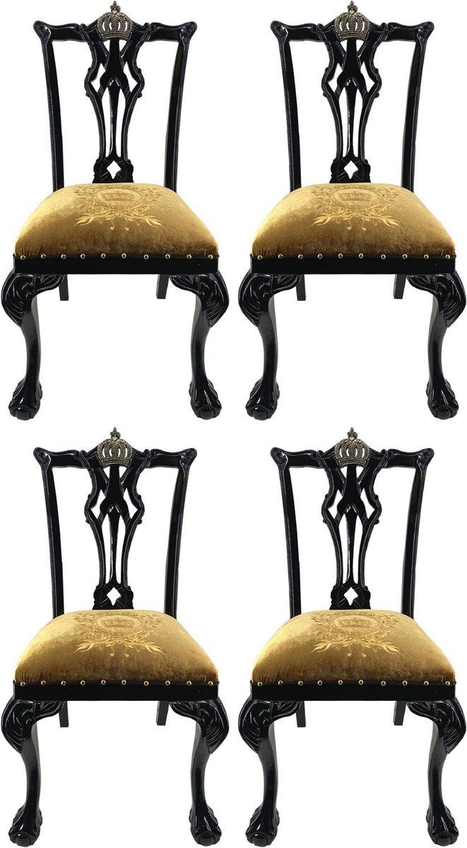 Esszimmerstuhl Pompöös by Luxus Barock Esszimmerstühle Gold / Schwarz - Pompööse Barock Stühle designed by Harald Glööckler - 4 Esszimmerstühle - Barock Esszimmer Möbel