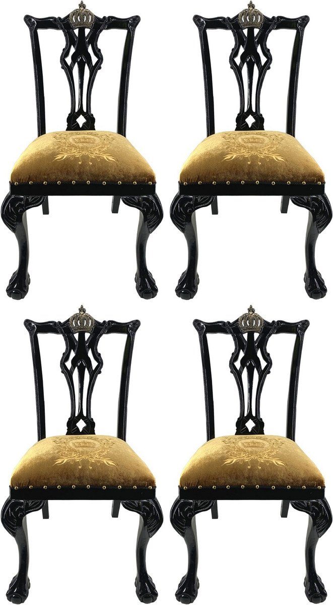 - Luxus Casa Barock Pompööse Glööckler Schwarz Pompöös Stühle Barock designed Möbel - Gold / Padrino by Barock Esszimmerstühle Esszimmerstuhl Esszimmer by 4 Esszimmerstühle Harald -