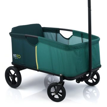 Hauck Bollerwagen Eco Mobil Light - Green, faltbarer Handwagen mit Sitz für ein Kind Klappbollerwagen bis 50 kg