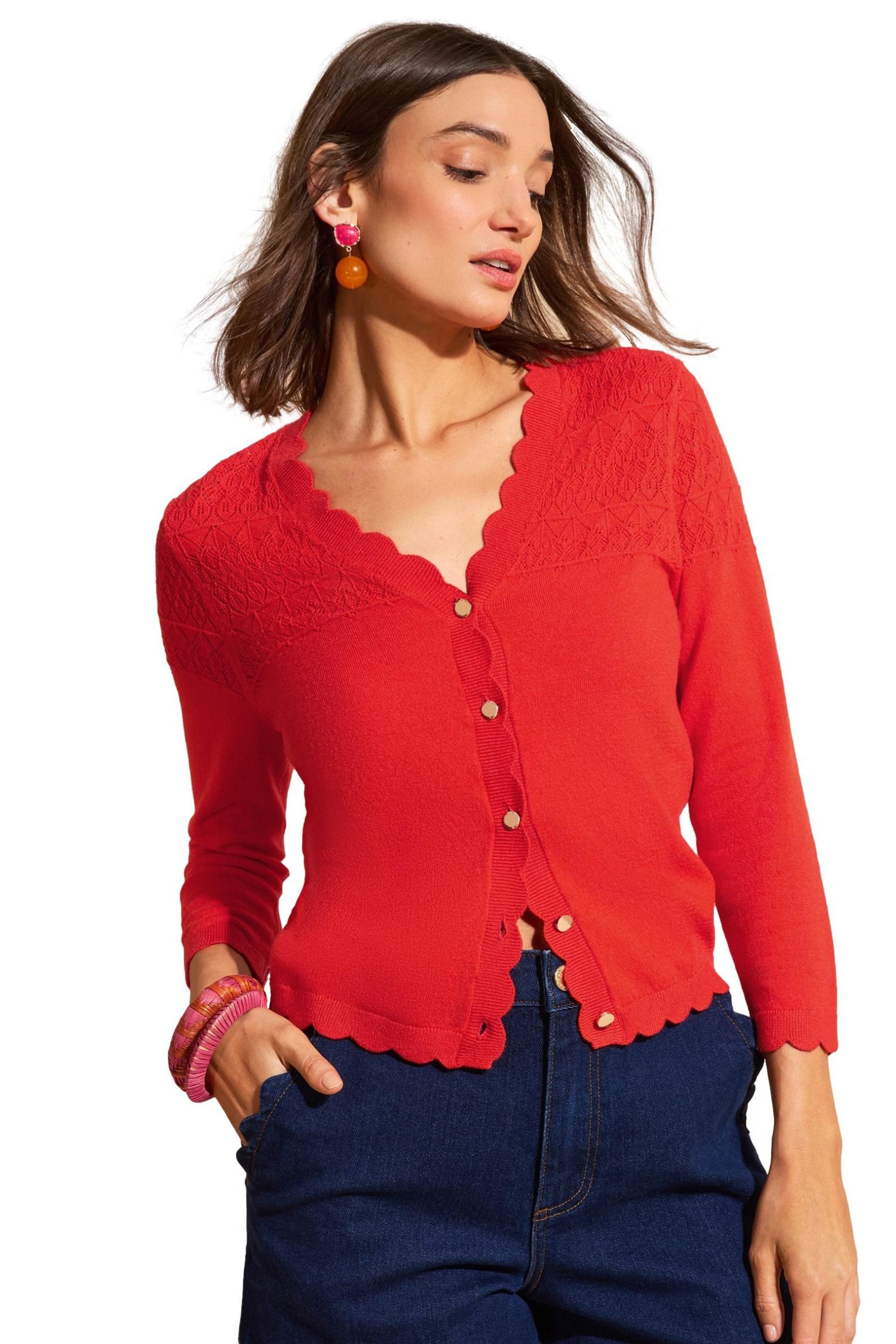 Strickjacke Love & Roses Strickjacke mit Bogenkante, Regular