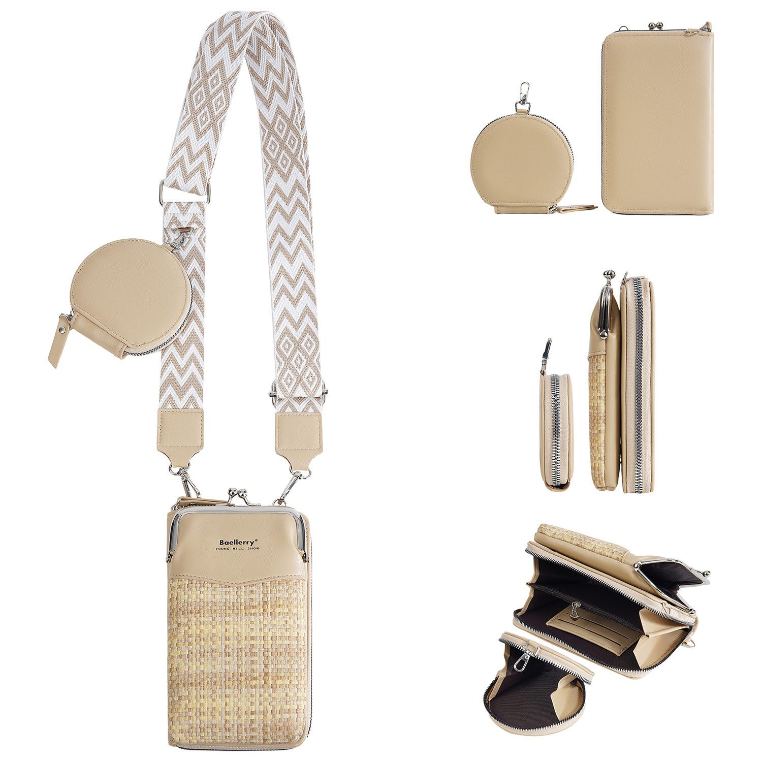 Umhängetasche Crossbody Bag,Handytasche, mit Kleine runde Brieftasche,minibag