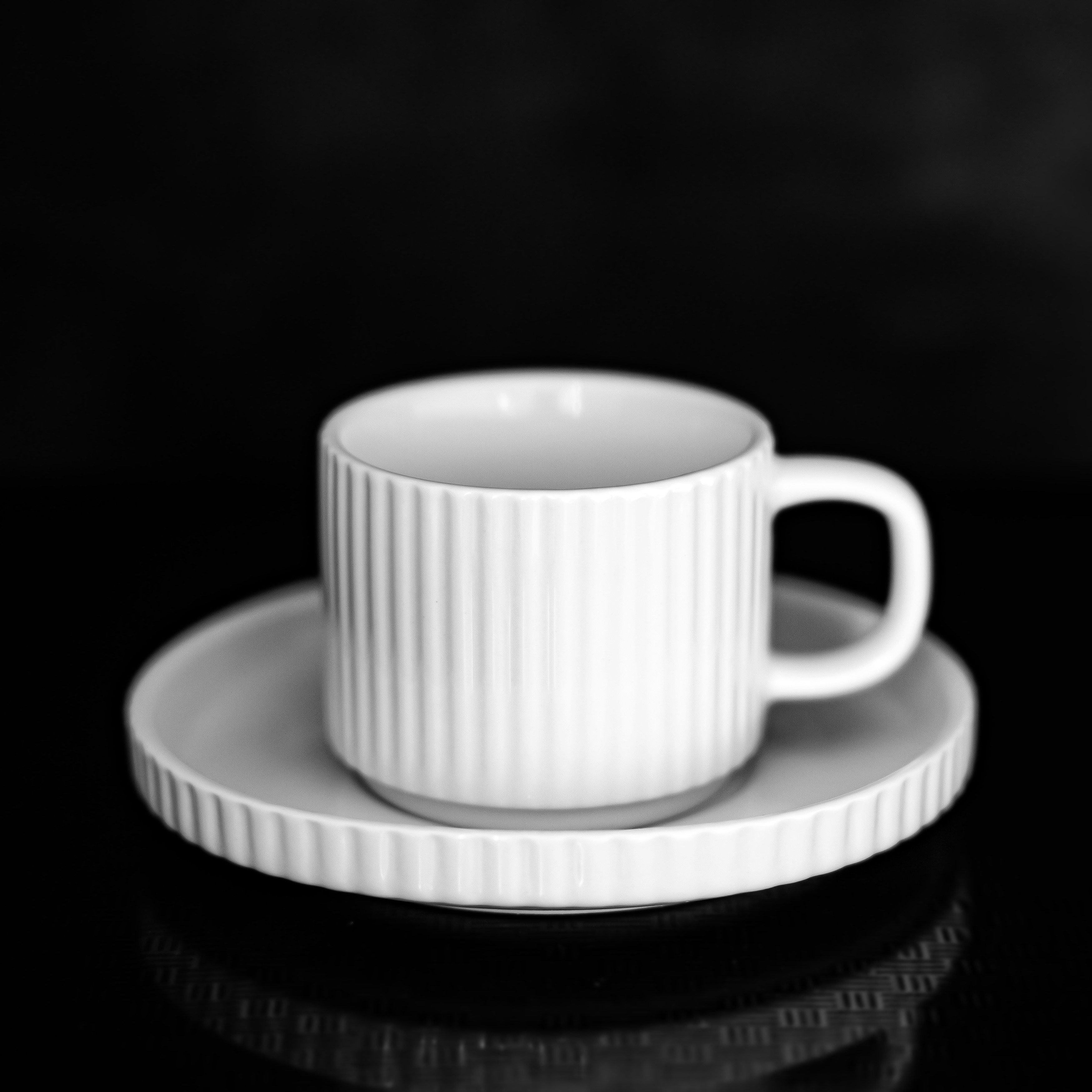 Almina Kaffeeservice Borneo Mokkatassen 100 ml - 12-teiliges Set in Weiß (12-tlg), 6 Personen, Porzellan, 12 Teile, für 6 Personen – Bild 5 von 5