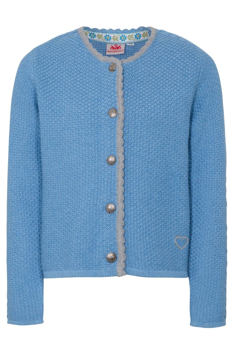 Spieth & Wensky Trachtenjacke Strickjacke Kinder - SCHÄFCHEN - rot, seeblau