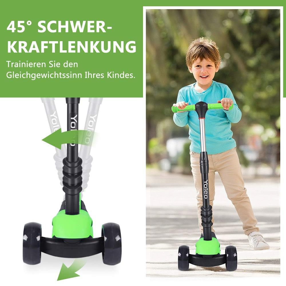 YOLEO Scooter 3 in 1 Kinder Roller Scooter mit Sitz LED Räder ab 2 Jahre