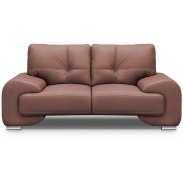 Beautysofa 2-Sitzer Maxime lux, 2-Sitzer Sofa im modernes Design aus Kunstleder, mit Wellenunterfederung, mit dekorativen Nähten
