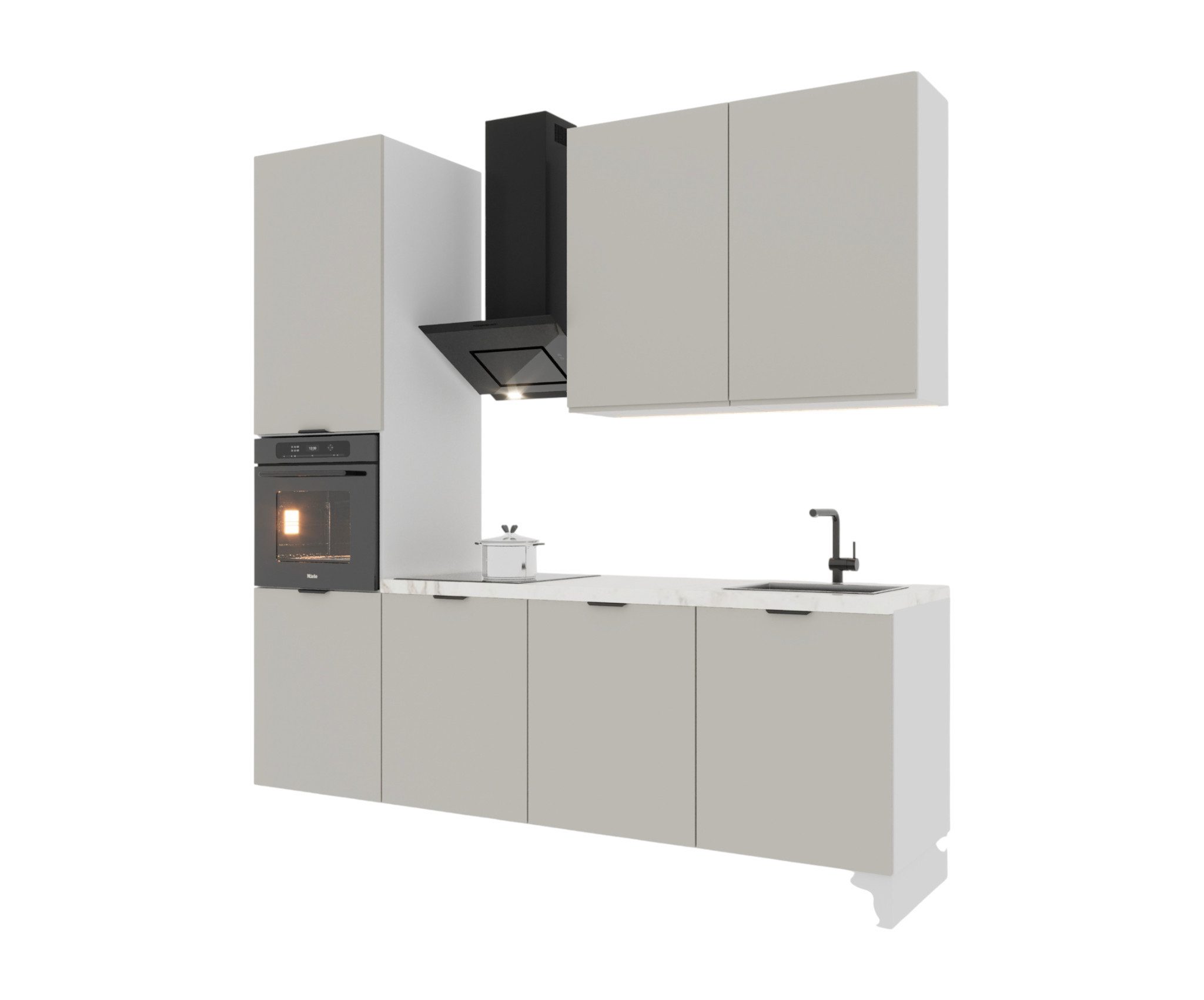 ROYAL24_MARKT Küchenzeile – KU-S21 – Sorento – Kompakte Moderne für jeden Raum, (Komplett Set), Premium – Elegant – Präzise