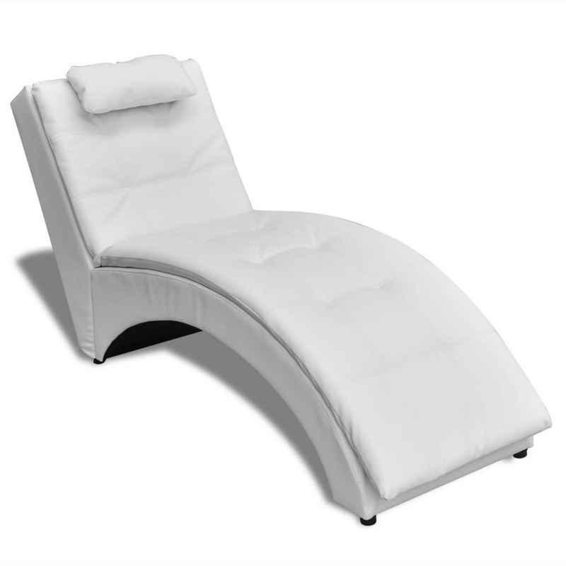 vidaXL Chaiselongue Chaiselongue mit Kissen Weiß Kunstleder, 1 Teile